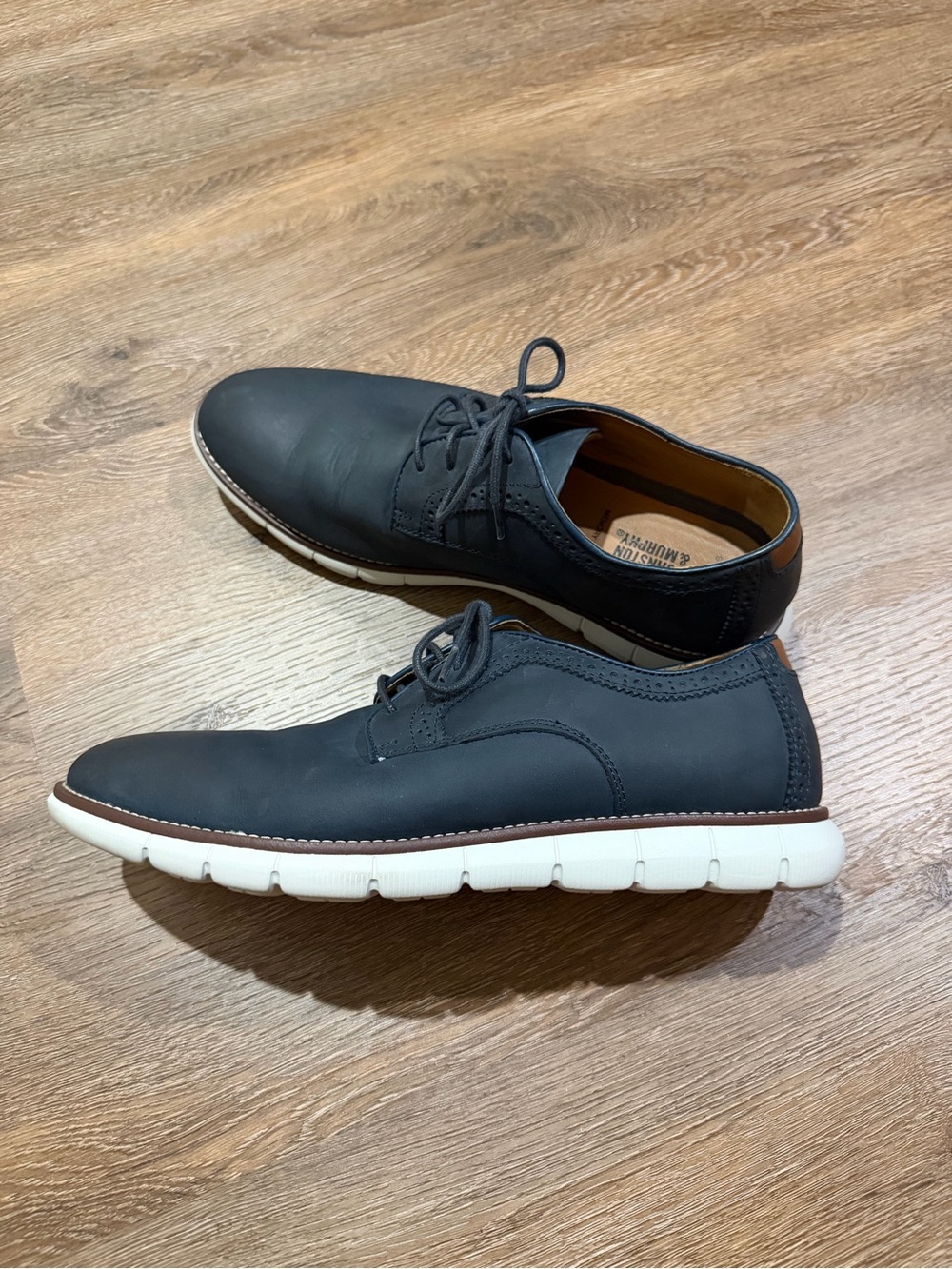 Johnston & Murphy Men’s 9M Navy Leather Plain Toe Oxford Casual Shoes